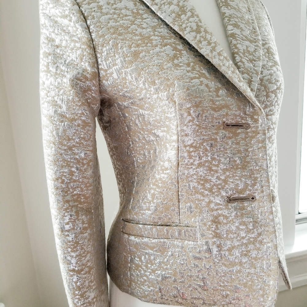 J Crew Silver Sand Jacquard Jacket